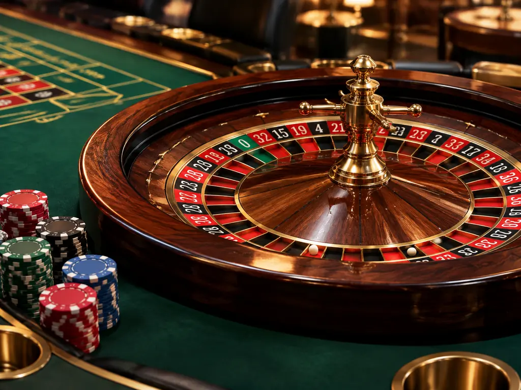 Roda roulette dan tata letak angka di meja kasino